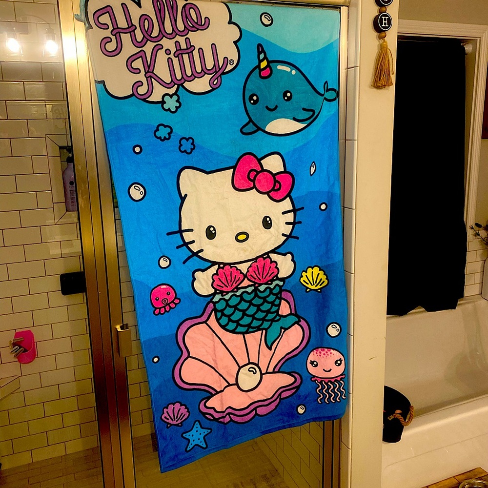 NWT MERMAID HELLO KITTY w/ NARWHAL BEACH TOWEL🧜‍♀️🐈‍⬛💕💖